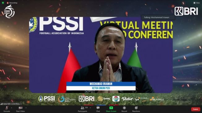 Ketum PSSI, Mochamad Iriawan berbicara dalam konferensi pers virtual terkait launching Liga 1 2021/2022 (Tangkapan layar zoom PT LIB)