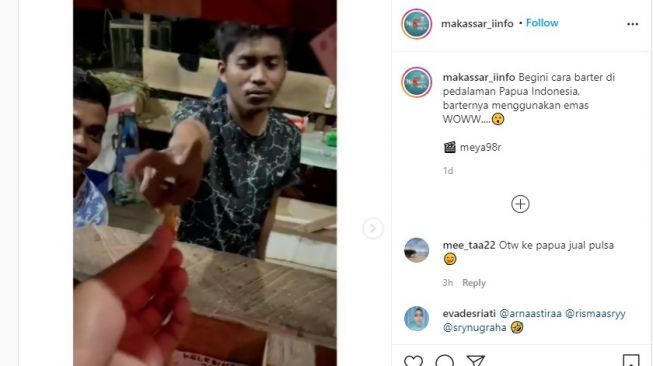 Viral Video Warga Papua Beli Ayam dan Gula Pasir Pakai Emas