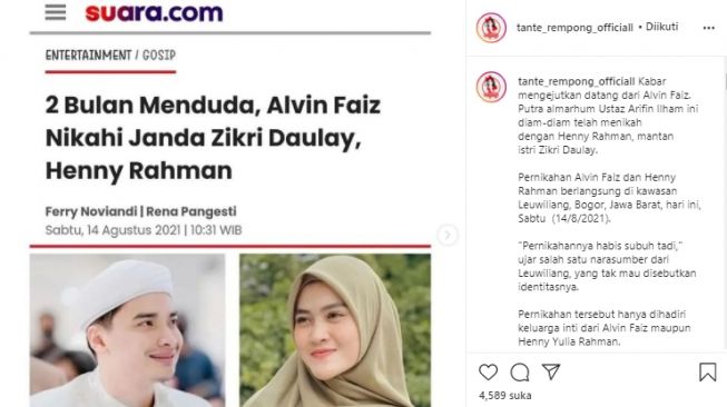 Alvin Faiz Menikah Lagi dengan Mantan Istri Sahabat, Banjir Gunjingan!