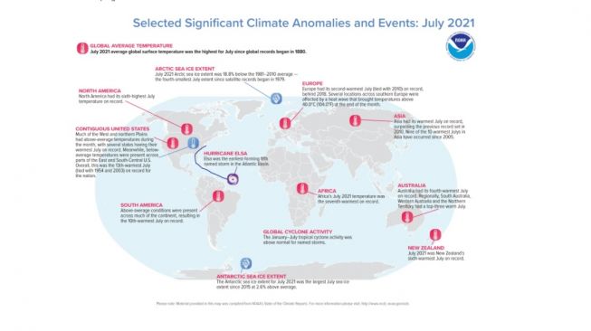 Laporan wilayah terpanas NOAA