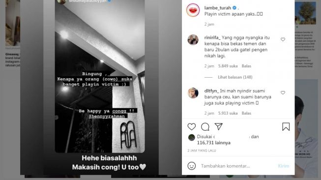 Unggahan soal Henny Rahman [Instagram/@lambe_turah]