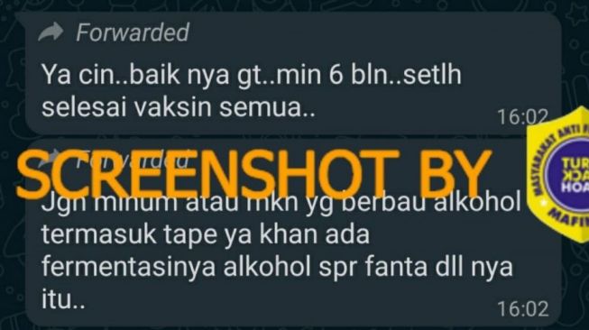 CEK FAKTA: Tak Boleh Makan dan Minum Mengandung Alkohol hingga Soda Usai Divaksin?