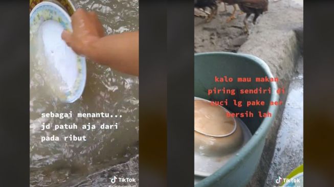 Curhat Menantu Disuruh Mertua Cuci Piring Pakai Air Kolam Ikan (tiktok.com/@sittifatimah45)