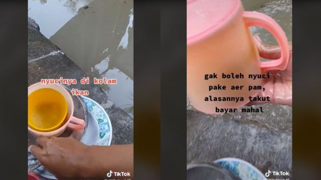Curhat Menantu Disuruh Mertua Cuci Piring Pakai Air Kolam Ikan (tiktok.com/@sittifatimah45)