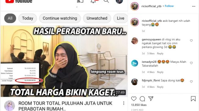 Potret Ria Ricis Dekorasi Rumah. [Instagram/ricisofficial_ytb]