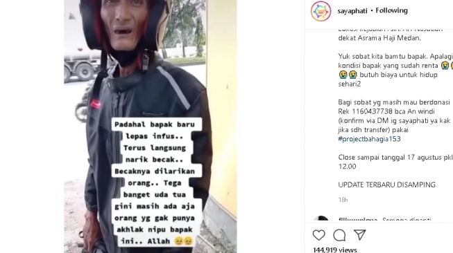 Kisah tukang bentor yang kena tipu (instagram)