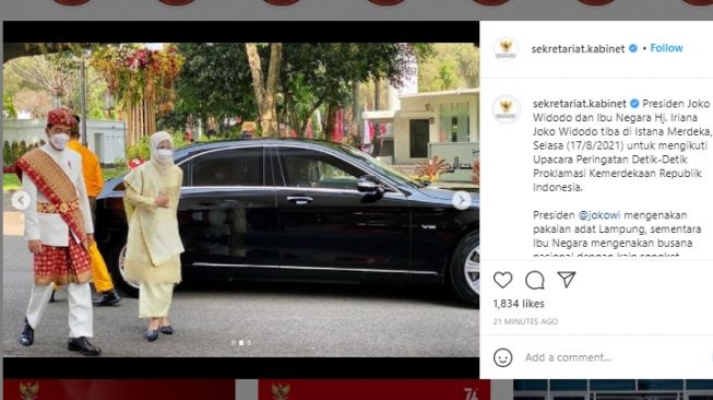 Presiden Joko Widodo dan Ibu Negara Iriana Joko Widodo (Instagram/@sekretariat.kabinet)