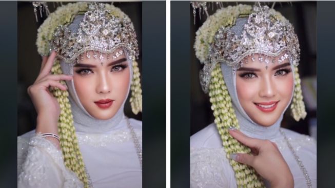 Pria bantu teman jadi model pengantin wanita (tiktok)