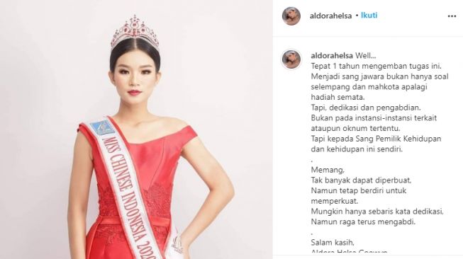 Aldora Helsa, gadis Pontianak maju ke  Ajang Miss Chinese World 2021. (Instagram/@aldorahelsa)