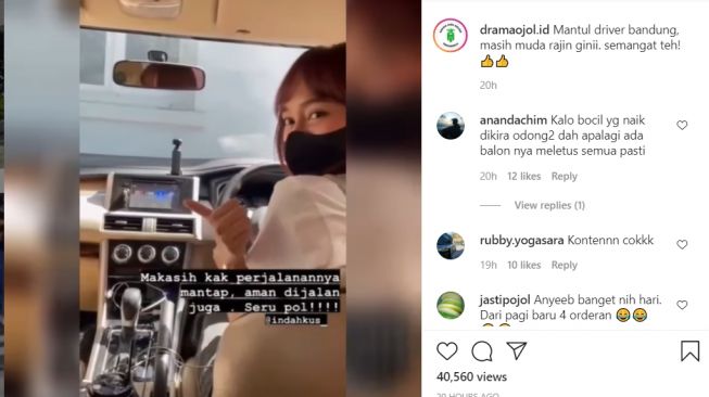 Sopir taksi online ternyata artis sekaligus dokter muda cantik Indah Kusumaningrum (Instagram)