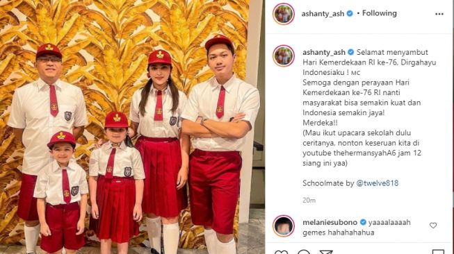 Keluarga Anang Hermansyah dan Ashanty punya cara unik merayakan HUT RI di rumah saja. 