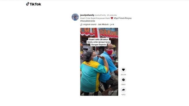 Suami setia mengantar istri dengan sepeda. [TikTok]