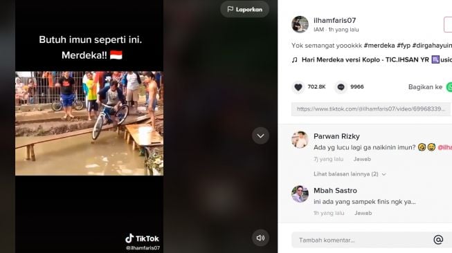 Viral Bapak-bapak Lomba Agustusan Naik Sepeda di Atas Papan Kecil (TikTok)