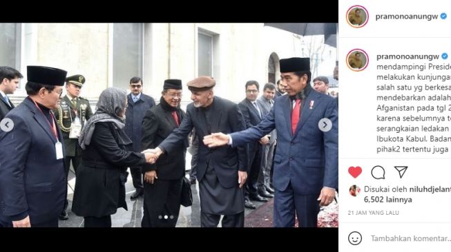 Momen Presiden Jokowi kunjungi Afghanistan di tengah serangan Taliban. (Instagram/@pramonoanungw)