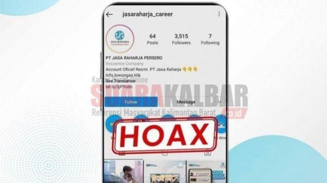 Hati-hati Akun Penipuan Lowongan Kerja Atas Nama Jasa Raharja