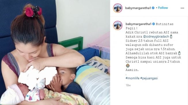 Potret Baby Margaretha Momong Anak. [Instagram/babymargaretha1]