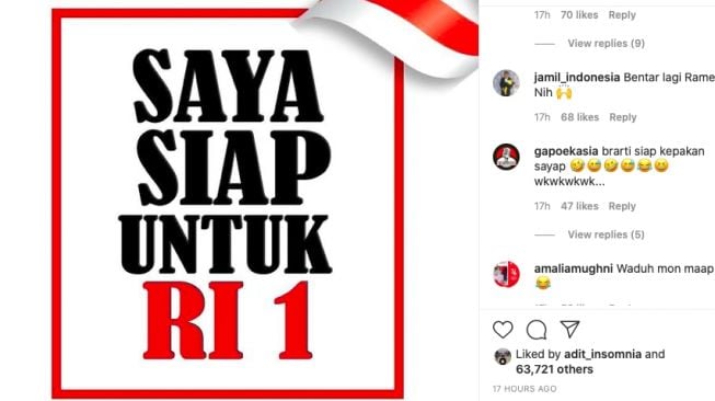 Postingan Kaesang siap untuk RI 1 [instagram]