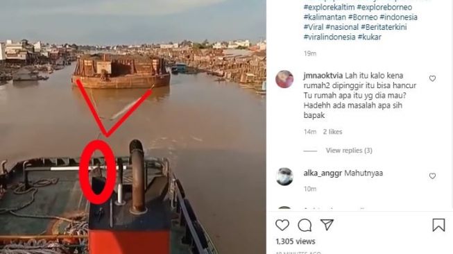 Viral Video Seorang Pria Memutus Tali Tongkang Batubara yang Sedang Berlayar, Waduh!