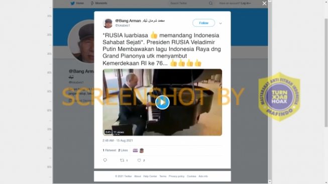 CEK FAKTA: Benarkah Presiden Vladimir Putin Mainkan Lagu Indonesia Raya dengan Piano?