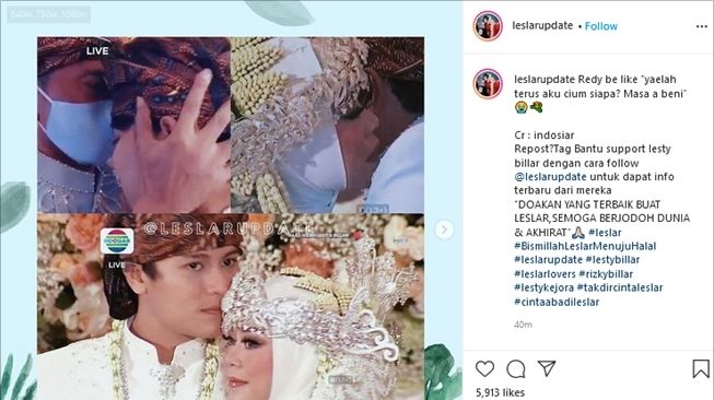 Lesti Kejora memakai riasang pengantin Sunda saat akad. (Instagram/@leslarupdate)