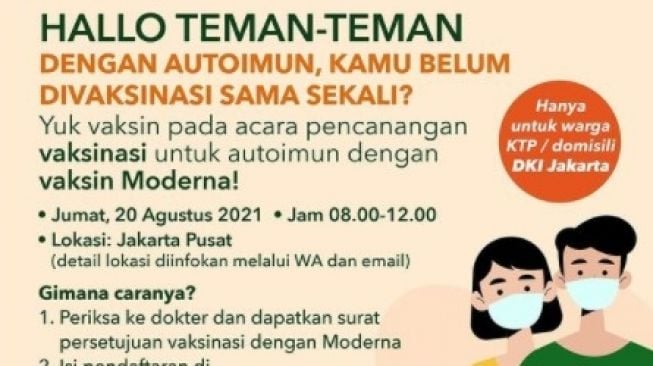 Cara Pasien Autoimun Dapat Vaksin Moderna di Jakarta, Penuhi 3 Hal Ini