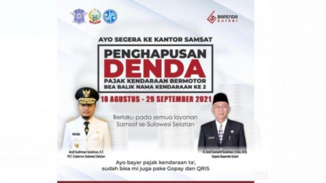 Poster sosialisasi Bapenda Sulsel yang diedit [SuaraSulsel.id / istimewa]