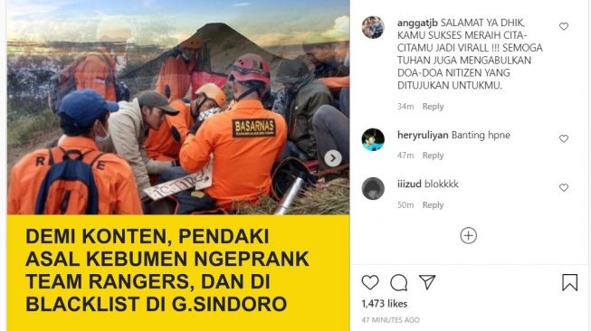 Duh! Demi Konten, Pendaki Ini Pura-pura Sakit di Gunung Sindoro