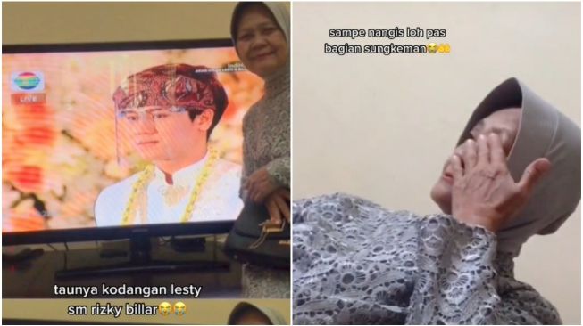 Saksikan Pernikahan Lesti Billar di TV, Nenek ini Dandan Bak Mau Kondangan Beneran