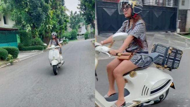 Viral Wanita Belanja di Tukang Sayur Naik Vespa Dior, Gayanya Jadi Sorotan