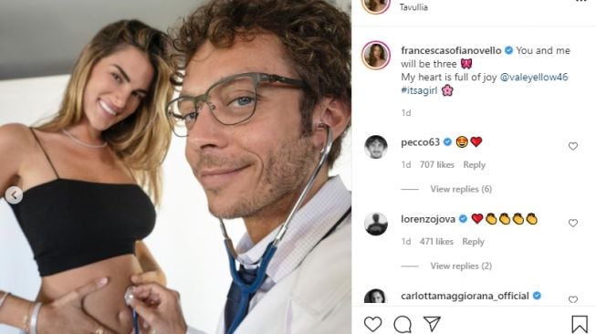 Pesona Fransesca Sofia Novello oacar Valentino Rossi [Instagram/francescasofianovello]