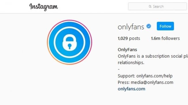 OnlyFans melarang konten pornografi mulai Oktober 2021. Foto: Akun resmi media sosial OnlyFans di Instagram. [Instagram/Onlyfans]