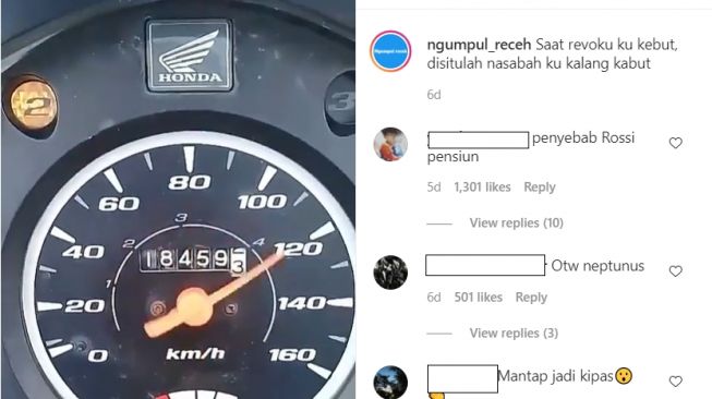 Spidometer Honda Revo bisa tembus kecepatan 160 km/jam (Instagram)