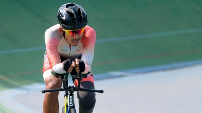 Muhammad Fadli Imammuddin melakukan persiapan dengan latihan perdana di arena lomba Paralimpiade Tokyo di Izu Velodrome, Shizuoka, Jepang, Jumat (20/8/2021). (ANTARA/HO-NPC Indonesia)