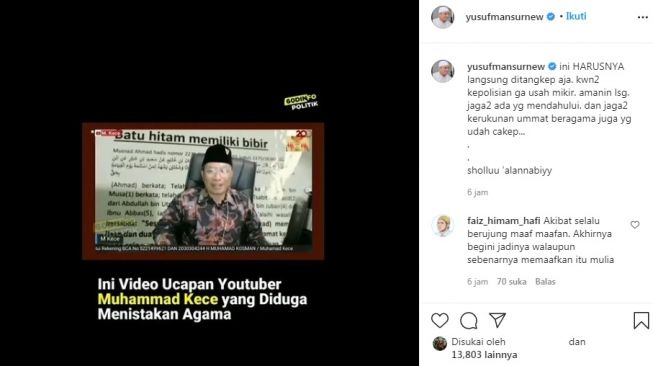 Unggahan Ustaz Yusuf Mansur [Instagram/@yusufmansurnew]