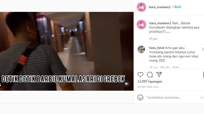 Unggahan soal Barbie Kumalasari [Instagram/@tiara_marleen1]