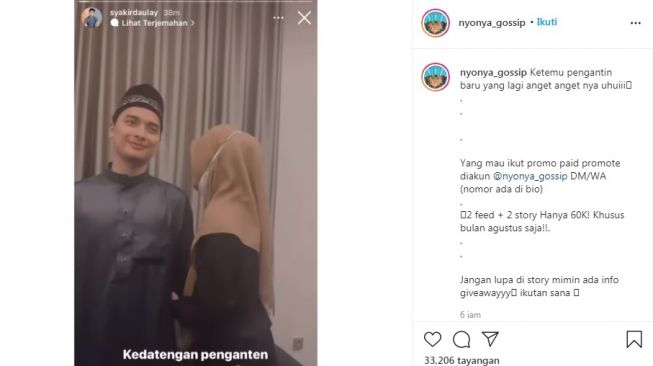 Unggahan soal Alvin Faiz [Instagram/@nyonya_gossip]