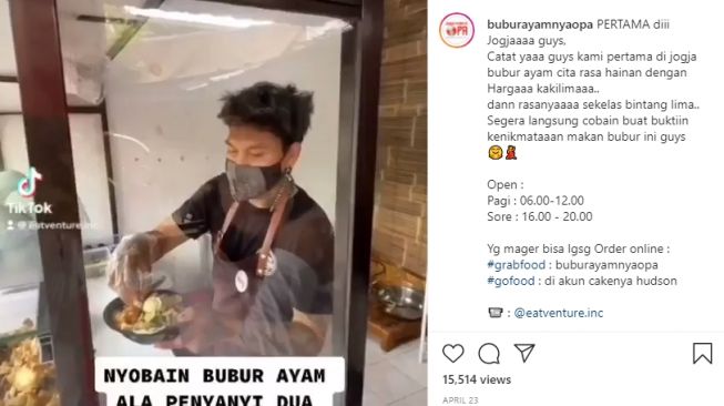 Potret warung bubur ayam Hudson IMB. [Instagram/buburayamnyaopa]