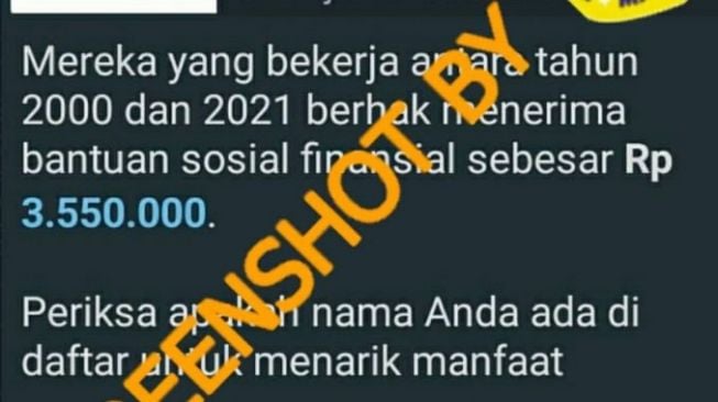 Cek Fakta: Benarkah BPJS Ketenagakerjaan Beri Bantuan Pekerja 3,5 Juta?