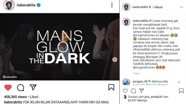 Babe Cabita didapuk menjadi brand ambassador produk kecantikan MS Glow. [Instagram]