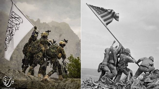 Sekakmat! Taliban Ejek AS dengan Adegan Ikonis Iwo Jima