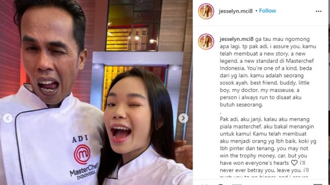 Potret kedekatan Lord Adi dan Jesselyn MasterChef Indonesia [Instagram/adi.mci8/jesselyn.mci8]