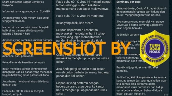 CEK FAKTA: Benarkah Ketua Satgas Covid-19 Imbau Hirup Uap Air Panas Untuk Bunuh Corona?