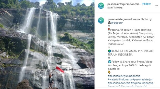 Air Terjun Terinting, tempat wisata di Kabupaten Landak. (Instagram/@pesonaairterjunindonesia)