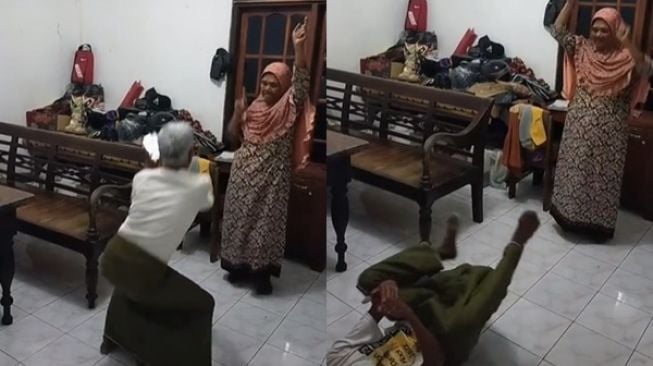 Viral Kakek Jungkir Balik Rekam Nenek Joget TikTok, Warganet: Pinggang Aman?