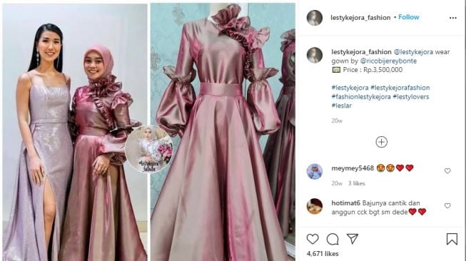 Gaun mewah Lesti Kejora. [Instagram/lestykejora_fashion]