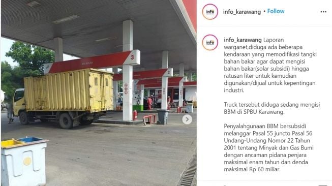 Truk isi solar hingga ratusan liter jadi sorotan (Instagram)