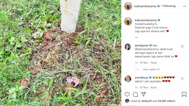 Unggahan makam anak Kalina Oktarani [Instagram/@Kalinaocktaranny]