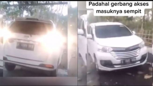 Mobil masuk kuburan bikin heboh warganet (TikTok)