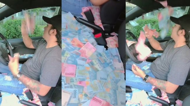 Viral Pria Hamburkan Uang Sambil Nyetir Mobil, Auto Diserbu Netizen