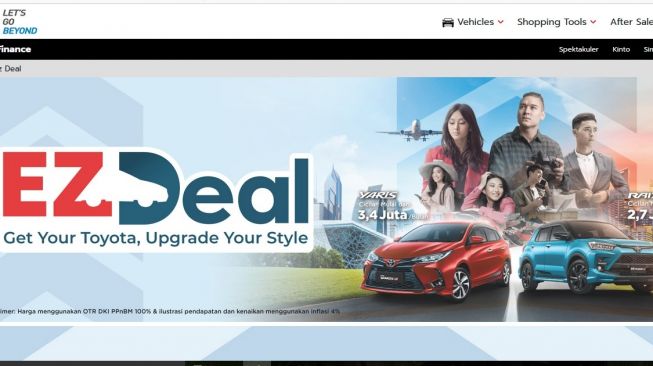 Layanan pembelian mobil seru secara digital oleh EZDeal [screenshot finance.toyota.co.id].